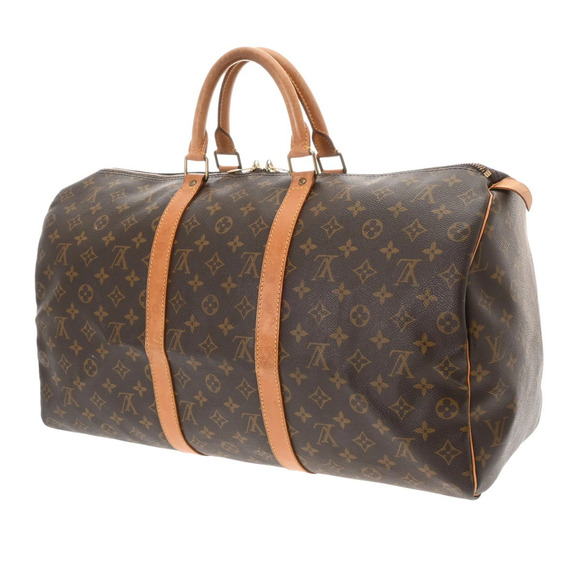 LOUIS VUITTON Monogram Keepall Brown Canvas Boston Bag